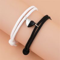 New Luxury Black White Love Magnetic Clasp Women Men Lovers Bracelet A Pair Of Simple Girlfriends Heart-Shaped Bracelets