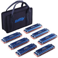 Easttop Harmonica 7 Keys Set 10 Hole 20 Tone Diatonic Blues Harmonica Mouth Organ with Case Top Grade for Professional Player Beginner Students Children Kids Birthday Gift  T008K