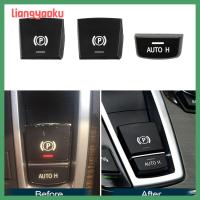 LIANGYAOKU ปุ่มพีสำหรับ F01 F02 F10เคสคลุมปุ่มเบรกมือปุ่ม P-Button สวิตช์ของประดับภายในรถยนต์ฝาครอบหมุน