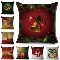 [Yunyun fabric workshop] Buon Natale Natale Federa Decor Simpatico Cartone Animato Campana Candela Confezione Regalo Federa Cuscino ใน Poliestere ต่อ Divano Casa