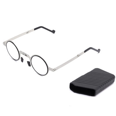 Round Metal Frame Foldable Reading Glasses Men Women Anti Blue Light Rays Blocking Presbyopia Farsighted Eyeglasses 1.5