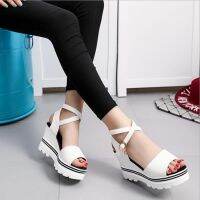 Women Open Toes Chunky High Heels Shoes Strappy 7cm