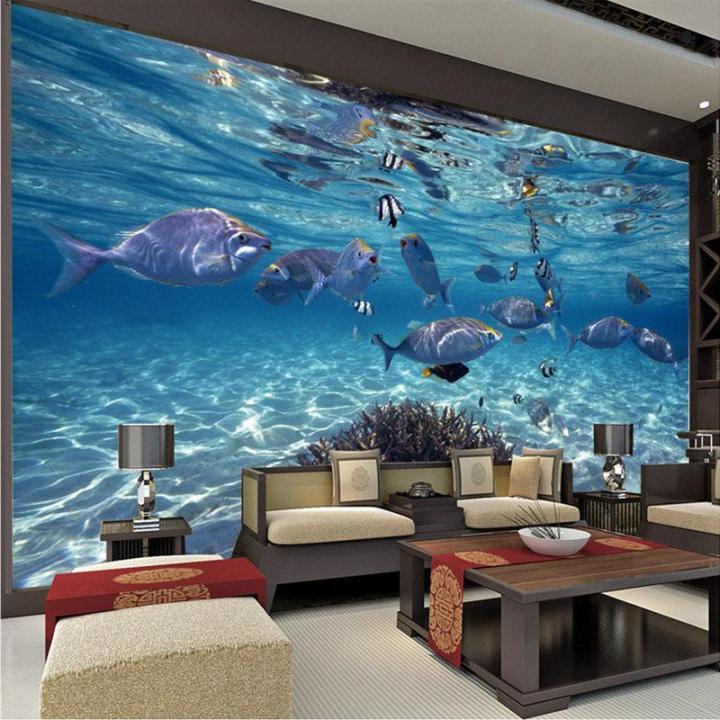 ภาพสามมิติวอลล์เปเปอร์รูปภาพ3d-ใต้น้ำภาพสามมิติของปลาทะเลห้องนั่งเล่นห้องเด็กพื้นหลังทีวีวอลล์เปเปอร์ตกแต่งผนัง3มิติ