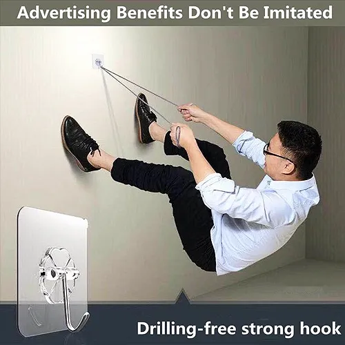 [BC] 4PCS Wall Hook Strong Adhesive Transparent Reusable Sticker Heavy