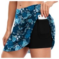 Women Sports Tennis Dance Fitness Quick Drying Floral Female Tennis Running Skort Skirt Active Athletic Yoga Fitness Skirts #T3G