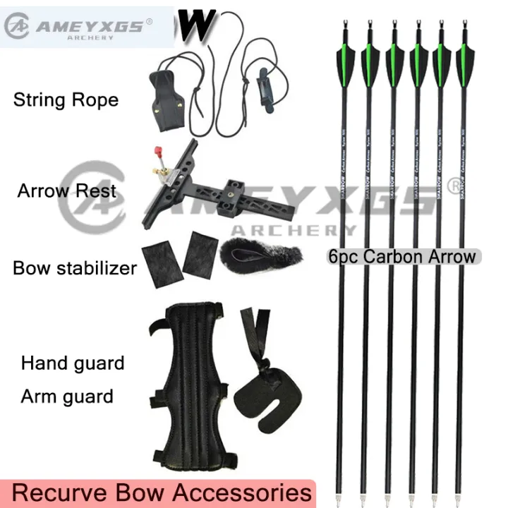 AMEYXGS 6pcs Spine 500 Carbon Arrow With String Rope Arrow Rest Bow ...