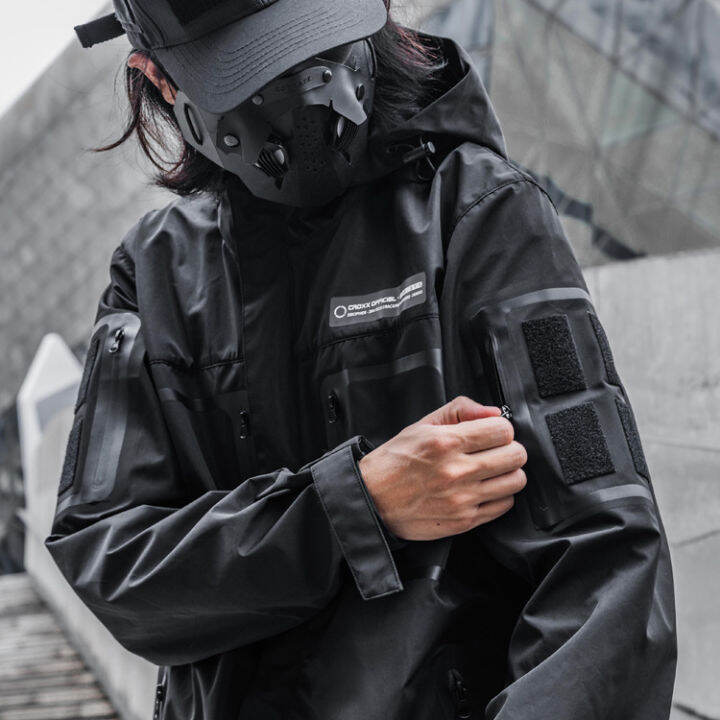 【cyberpunk】croxx 22ss ผู้ชายแจ็คเก็ตน้ำหนักเบา Darkwear Techwear