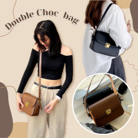 Double Choc bag กระเป๋าถือ ลุคคุณหนู สายเกาหลี มีสายสะพายยาว กระเป๋าสะพายข้าง