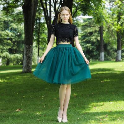 ‘；’ 5 Layers 60Cm Midi Tulle Skirt Princess  Womens  Tutu Fashion Clothing Faldas Saia Femininas Jupe Summer Style