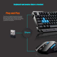 คีย์บอร์ดเมาส์คอมโบมัลติมีเดียกันน้ำ2.4GHz Wireless Gaming Keyboard USB Cordless Mous NK-Shoppinghot