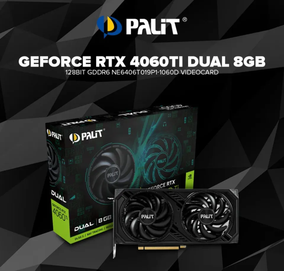 Placa de Vídeo Palit NVIDIA GeForce RTX 4060 Ti Dual, 8GB, GDDR6, DLSS, Ray  Tracing, NE6406T019P1