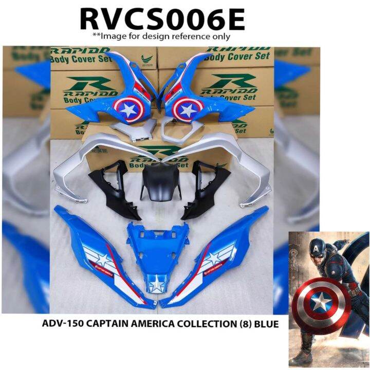 Cover Set Rapido Honda ADV150 CAPTAIN AMERICA COLLECTION (8) Color Blue