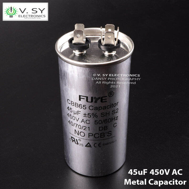 CBB65 Metal 45uF 450V AC Motor Running Capacitor For AC Airconditioner ...