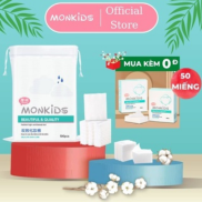 Bông tẩy trang 3 lớp MONKID 100 miếng bông tẩy trang cotton tự nhiên dày