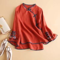 COD dhdfxcz ☻ L O T U S ☻ Plus Size Blouse Women Cheongsam Short Sleeve Vintage Style CAL1701