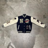 Korean Fashion Men Cross Embroidery Baseball Uniform Jacket 2023 Casual Streetwear Loose Bomber Jacket Men Fashion Coats Top