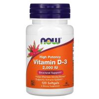 Now Foods High Potency Vitamin D-3 50 mcg 2000/5000 120 Softgels วิตามินดี