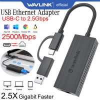 WAVLINK USB-C และ USB-A เป็นอะแดปเตอร์อีเทอร์เน็ต Gigabit 2.5G แบบพกพา2-In-1แบบ USB ชนิด3.2-A/type-C ถึง2500Mbps RJ45ตัวแปลงสายแลนเข้ากันได้สำหรับ Microsoft Windows m1/M2 Mac OS,IPadOS และ ASUS