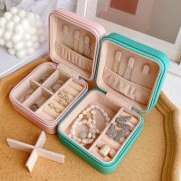 Simple Portable Palm Jewelry Box European and American Ring Earrings Storage Box Zipper Clamshell Travel Trinket Box