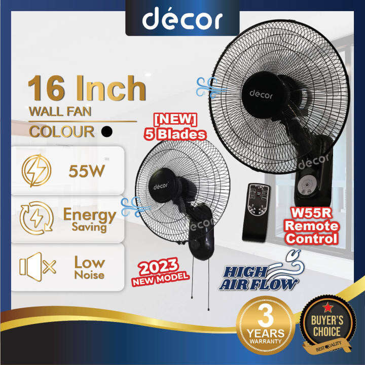 [3 YEARS WARRANTY] Wall Fan 16'' 3 Blades 5 Blades W55R 3 Speed