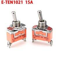 E-TEN1021 Toggle Switch 2 Terminal ON-OFF-ON 2 Positions 2 Pin Swithes 220V 15A AC with 12mm Waterproof Switch Caps Orange black