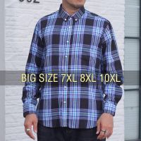 Kemeja Prio Kotak-Kotak Flanel Kebesaran 6XL 7XL 8XL 10XL Ukuran Besar Mode Kasual Longgar Lengan Panjang Katun Gaulembut Kualitas Tinggi