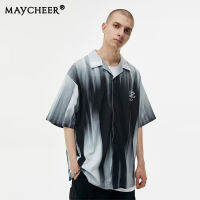 MAYCHEER   เสื้อแขนสั้นพรีเมี่ยมดีไซน์ใหม่ Sense เสื้อเชิ้ตผู้ชายฤดูร้อน