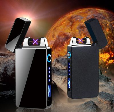 ZZOOI Portable rechargeable plasma double arc lighter windproof electronic lighter free shipping smoking accessories mens gifts