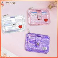 YESHE น่ารักน่ารักๆ หัวใจเลเซอร์ส่องแสง บัตรหลายใบ เคสใส่บัตรประชาชน กระเป๋าสตางค์บางเฉียบ สีคริสตัล ที่ใส่บัตรเครดิต