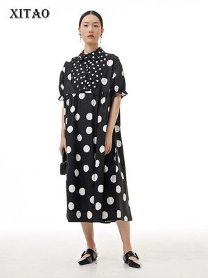 XITAO Dress Women  Casual Dot Print Dress