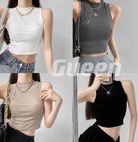 Gueen? พร้อมส่ง?เสื้อยืด แขนกุดคอกลม ผ้าไหมพรม ผ้ายืดใส่สบาย(28080)