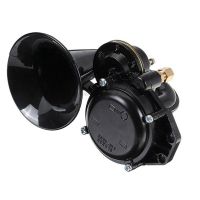 12V/24V Auto Air Horn Loud Truck Trumpet Air Horn with Electric Valve Flat for Car Vehicle Trucks Bus Van Train