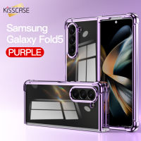 KISSCASE เคสโทรศัพท์โปร่งใสซิลิโคนเคลือบโลหะสุดหรูสำหรับ Samsung Galaxy Z Fold 5 5G เคสป้องกันแฟชั่น Fold5สำหรับ SM Z Fold 5กันกระแทกกันตก