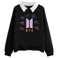 BTS Sweatshirt ผู้หญิงสไตล์เกาหลีพิมพ์ด้านบนลำลองฤดูใบไม้ผลิและฤดูใบไม้ร่วงแขนยาวลำลองหลวม