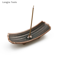 Longjia Tools ที่ใส่ธูปขนาดเล็กทำจากทองสัมฤทธิ์สไตล์วินเทจแท่นวางธูปฐานทรงแบนถาดรองเขี่ยเถ้า