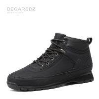 DECARSDZ Men Boots 2022ใหม่สั้น Plush Snow Boots รองเท้าหนัง Comfy ผู้ชายลื่นรองเท้าผ้าใบรองเท้าฤดูหนาวคลาสสิก Boots