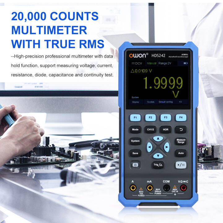 owon-ออสซิลโลสโคปแบบมือถือมัลติมิเตอร์2ch-40mhz-แบนด์วิชท์20000นับ2-in-1ดิจิตอลสโคปมิเตอร์พร้อมจอสี-lcd-3-5-i-nch-สำหรับบำรุงรักษารถยนต์ปลั๊ก-eu