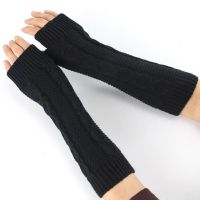 New Women Long Fingerless Gloves Winter Warmer Knitted Arm Sleeve Casual Soft Mitten for Girls Fashion Goth Clothes Punk Gloves