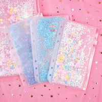 ☫❇✧ A5 A6 Glitter Sequins Binder Inner Pocket Cute 6 Holes Loose Leaf Zipper Bag Kawaii Notebook Journal Planner Inner Storage Pouch