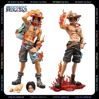 24cm One Piece Figure Ace White Beard Four Emperors Anime Figures Ace POP Flame Base Figurine Statue PVC Model Room Decor ​Toys