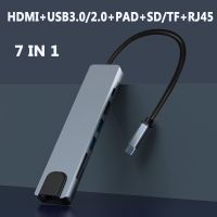 USB C มัลติฟังก์ชั่นฮับแท่นวางมือถือ Type C เพื่อหัวแปลงสัญญาณ HDMI กับ SD/ตัวอ่านบัตร TF PD เครือข่าย RJ45สำหรับแล็ปท็อป Matebook Pro