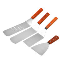 4pcs Kitchen Stainless Steel Heavy Duty Teppanyaki Gift Easy Clean Camping Outdoor Scraper Spatula BBQ Griddle Accessories Set