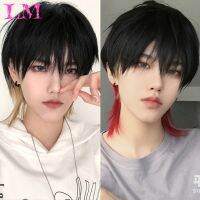 【jw】☄❁⊙ Pink Gold Mens Wig Short Straight Bangs 12 Synthetic Wigs Male Boy Anime Resistant