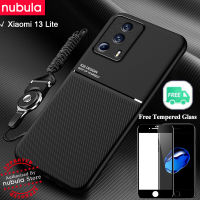 NUBULA เคสสำหรับ Xiaomi Mi 13 Lite,เคสฟรีกระจกเทมเปอร์หนังนิ่มให้ความรู้สึกนุ่มสลวย Hp Mi 13 Lite ฝาหลังดูดขาตั้งสายคล้องมือชุดทำความสะอาดหน้าจอที่ครอบสำหรับ Xiaomi ด้านหลัง Xiaomi 13 Lite