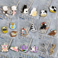 2-3PcsSet Brooch Set Cartoon Animal Badge Cat Dog Boat Enamel Pins Fashion Custom Denim Bag Jewelry Accessories Gifts Wholesale