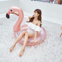 [In stock]120cm ใหม่เลื่อม Flamingo แหวนว่ายน้ำเป่าลม Flamingo พองน้ำขี่ชูชีพ