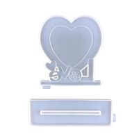 X7YA Heart Shape Photo Frame Mold Epoxy Glue Silicone Mold Table Soft Ceramic Plaster Ornament Pendant Home Decoration