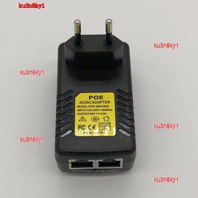 ku3n8ky1 2023 High Quality 1PCS CCTV security 48V 0.5A 24W POE adapter dowel Injector PoE Ethernet adapter IP Camera phone poe Power Supply US EU Plug
