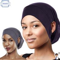 RICHARDCOT สำหรับ hijabs พร้อมส่ง หมวกผ้าโพกหัว หมวกผ้าพันคออิสลาม ฮิญาบของผู้หญิง ใต้ฝามีรูหู หมวกคลุมฮิญาบ