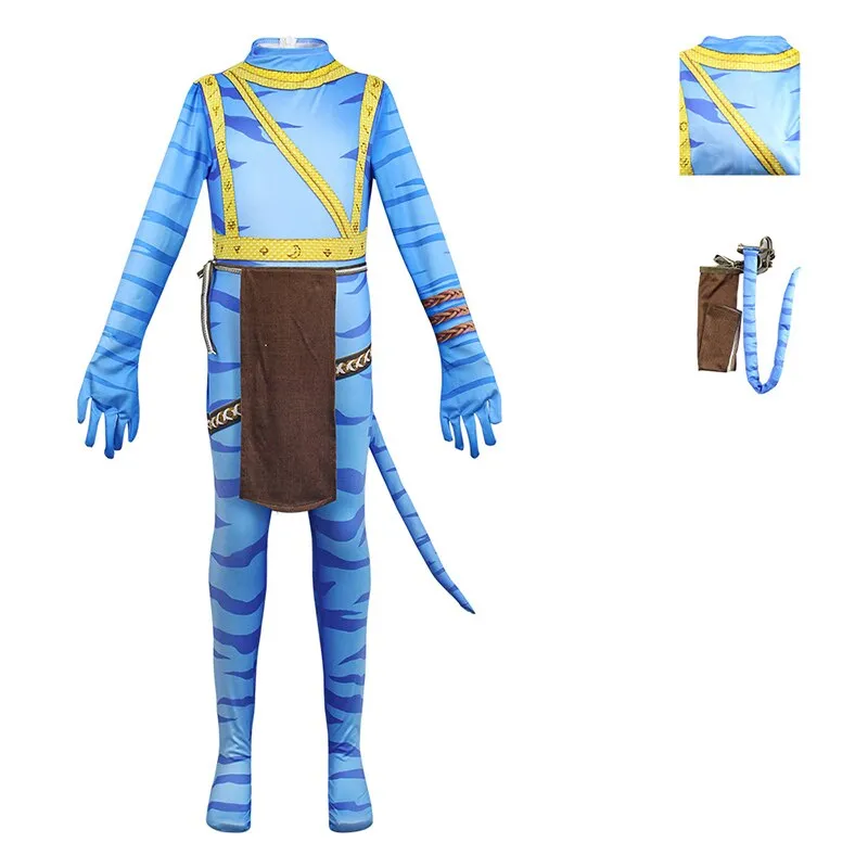 Avatar Costumes Kids Movie Jake Sully Neytiri Bodysuit Outfit Boys Girls  Catsuit Bodysuit Halloween Carnival Party Dress Costume 